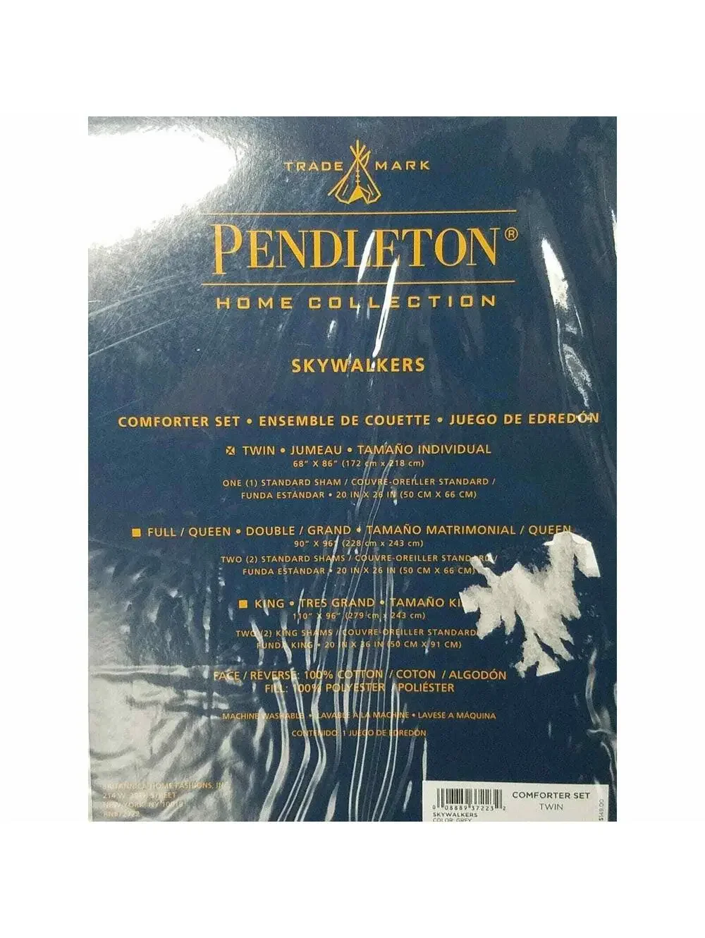 New Pendleton Skywalkers Quilted Comforter Set Twin Gray 100% Cotton
